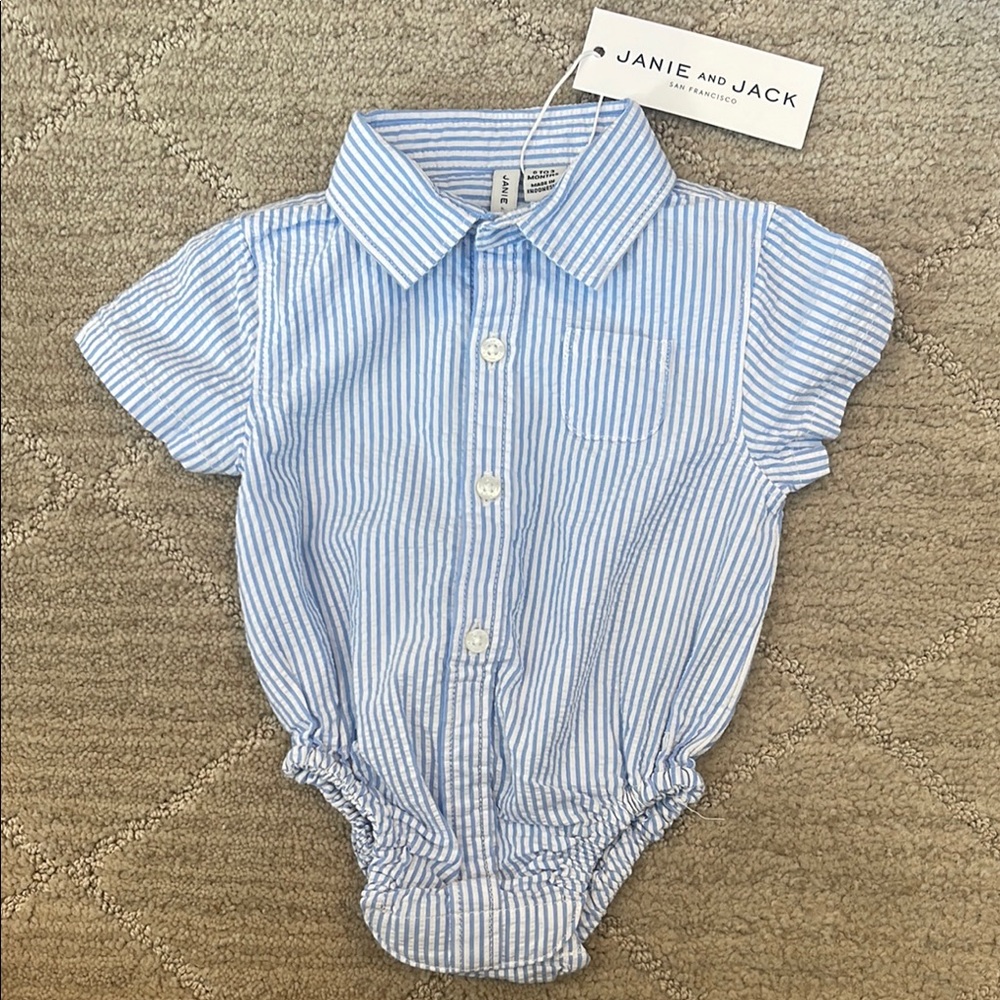 Janie and Jack Light Blue Striped Infant Bodysuit